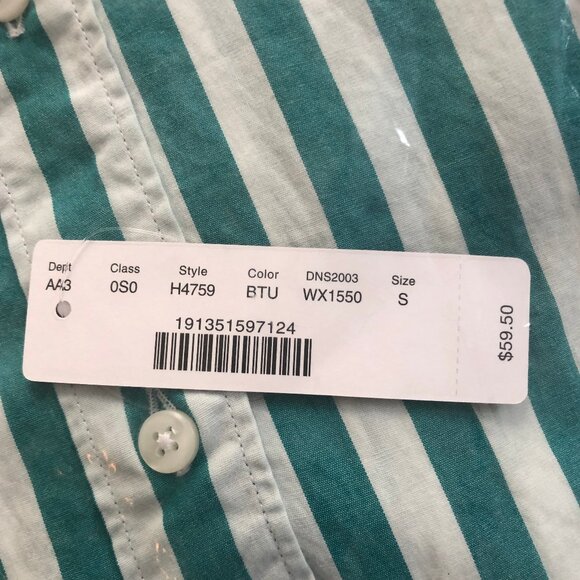 J.Crew Stripe Shirt Turquoise White, Secret Wash Slim Fit, Small, NWT - Picture 8 of 8